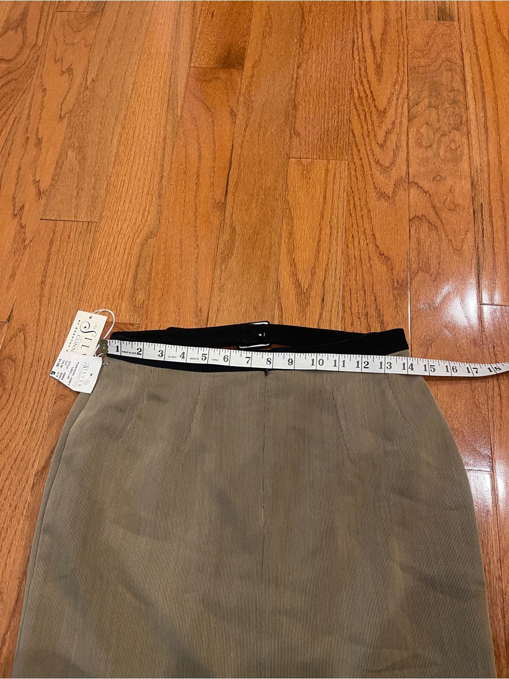 Vintage Silver Connection Black Tan Pinstripe Belted Pencil Skirt Size 6 NEW - Picture 9 of 10